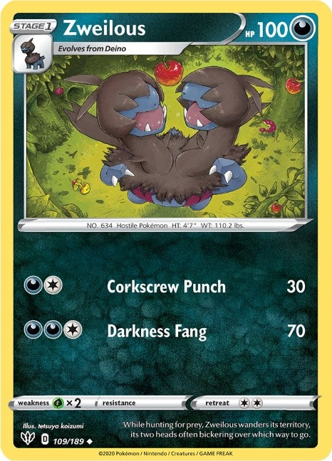 Zweilous (109/189) (SWSH03: Darkness Ablaze)