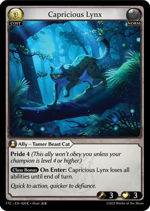 Capricious Lynx (28) (FTC) - Grand Archive TCG Single