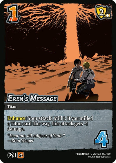 Eren's Message (113/189) (Attack on Titan: Apocalypse)