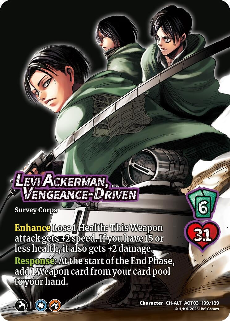 Levi Ackerman, Vengeance-Driven (Alternate Art) (199/189) (Attack on Titan: Apocalypse)