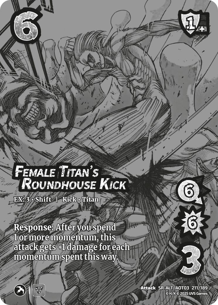 Female Titan's Roundhouse Kick // Annie's Contemplations (Alternate Art) (211/189) (Attack on Titan: Apocalypse)