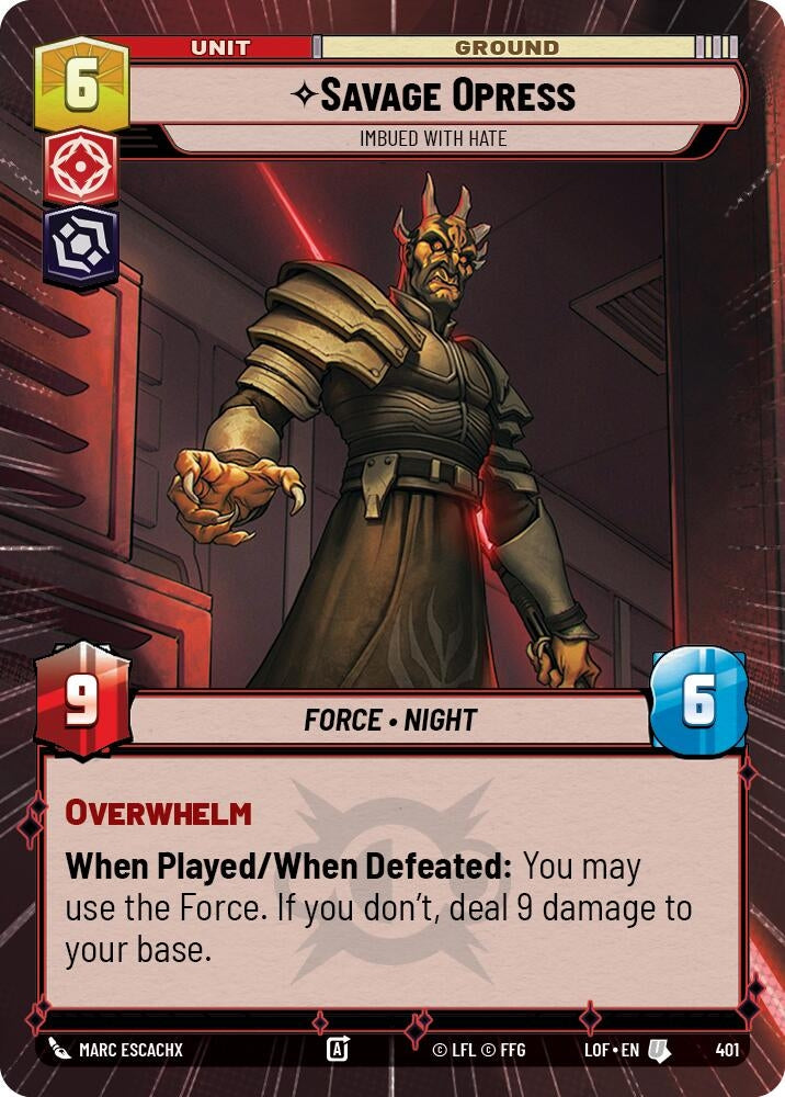 Image for Savage Opress - Imbued With Hate (Hyperspace) (401) (Legends of the Force) - Star Wars: Unlimited