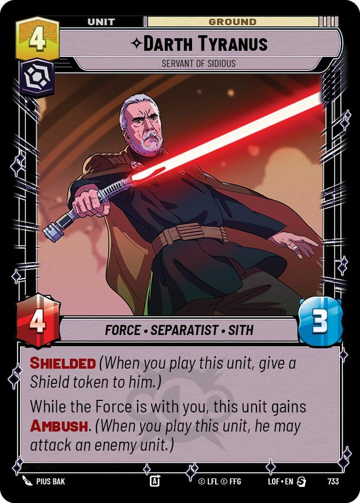 Image for Darth Tyranus - Servant of Sidious (Foil) (733) (Legends of the Force) - Star Wars: Unlimited