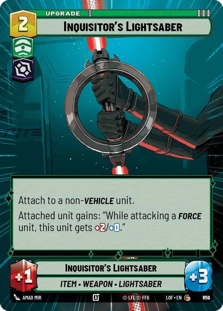 Image for Inquisitor's Lightsaber (Hyperspace Foil) (830) (Legends of the Force) - Star Wars: Unlimited