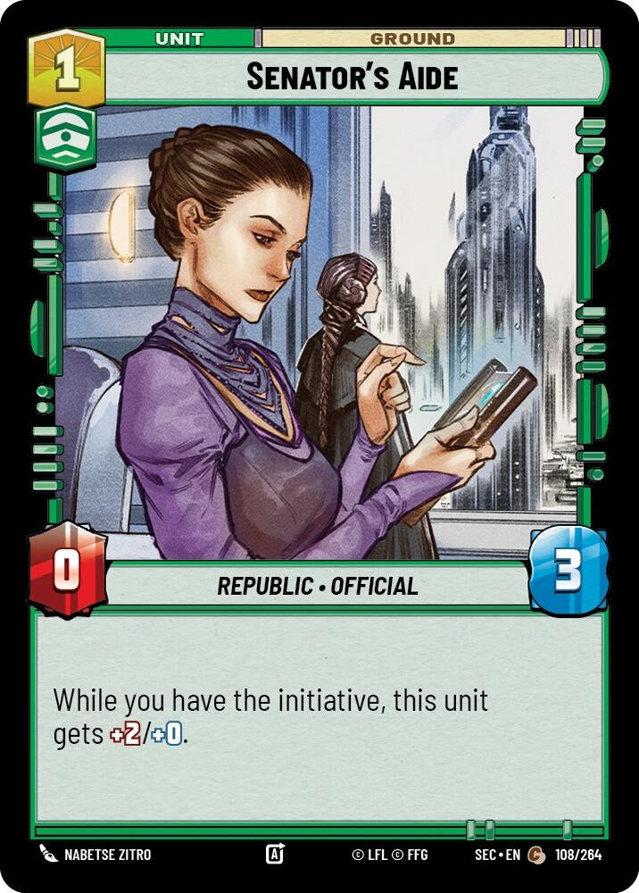 Image for Senator's Aide (108/264) (Secrets of Power) - Star Wars: Unlimited