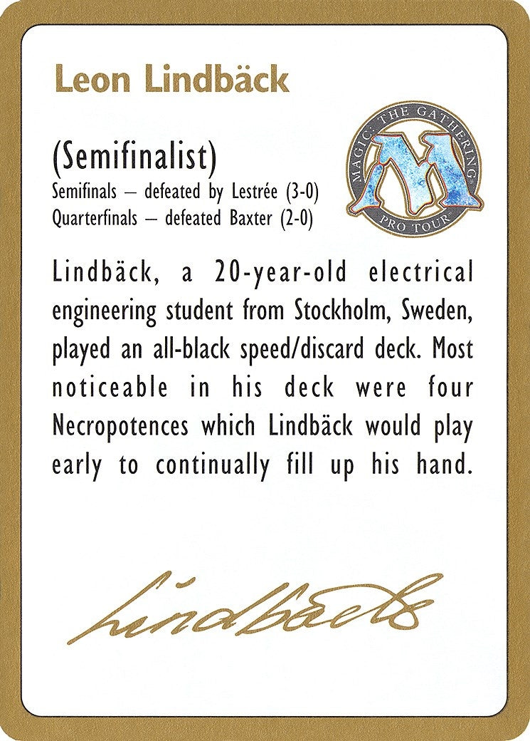 1996 Leon Lindback Biography Card [WCD] - MTG Single