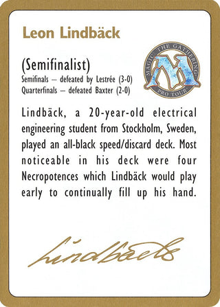 1996 Leon Lindback Biography Card [WCD] - MTG Single