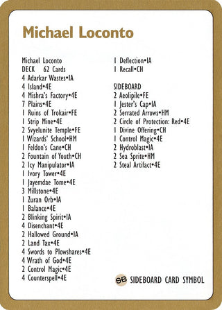 1996 Michael Loconto Decklist Card [WCD] - MTG Single