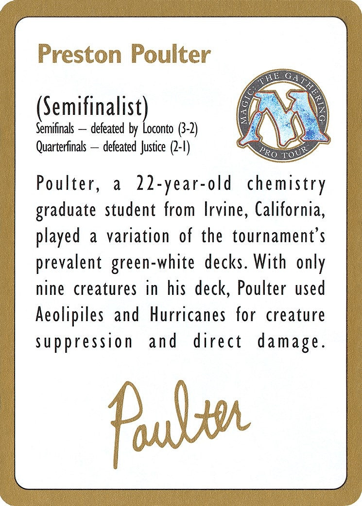 1996 Preston Poulter Biography Card [WCD] - MTG Single