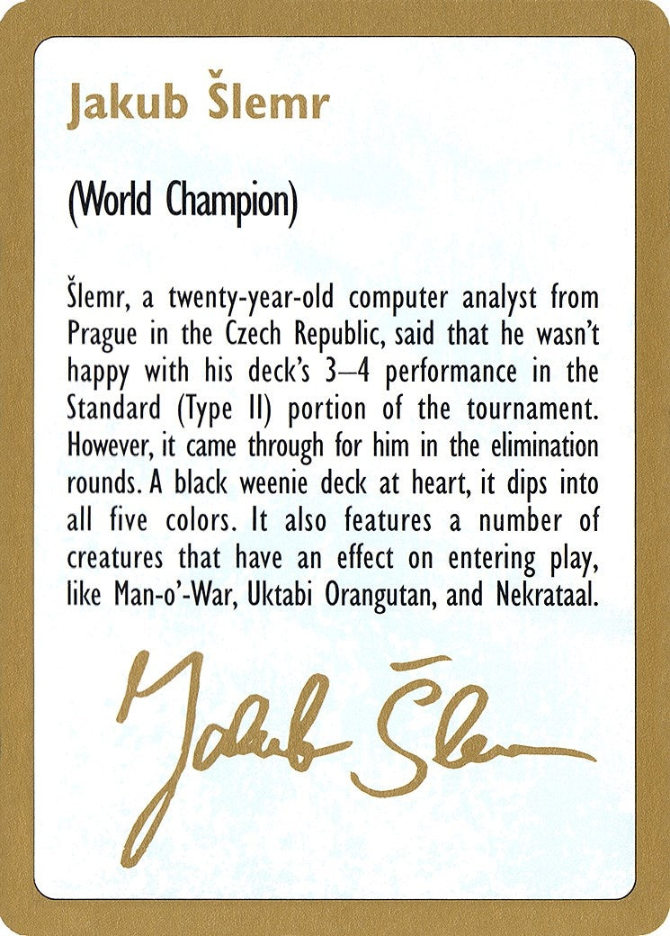 1997 Jakub Slemr Biography Card [WCD] - MTG Single
