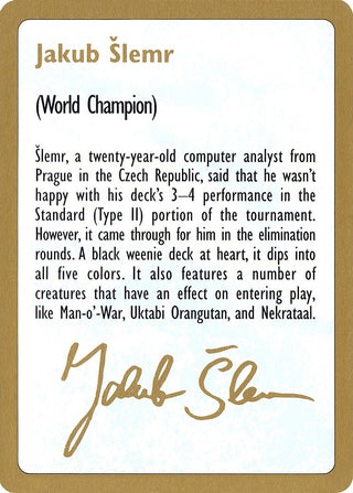 1997 Jakub Slemr Biography Card [WCD] - MTG Single