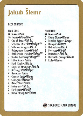1997 Jakub Slemr Decklist Card [WCD] - MTG Single