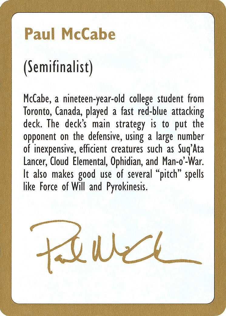 1997 Paul McCabe Biography Card [WCD] - MTG Single