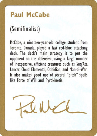 1997 Paul McCabe Biography Card [WCD] - MTG Single
