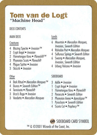 2001 Tom van de Logt Decklist Card [WCD] - MTG Single