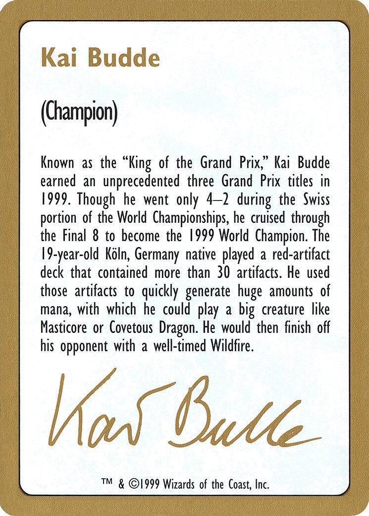 1999 Kai Budde Biography Card [WCD] - MTG Single