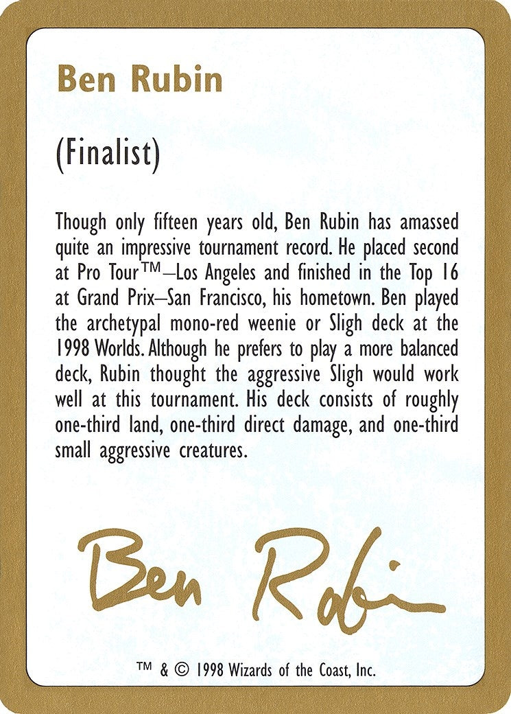 1998 Ben Rubin Biography Card [WCD] - MTG Single