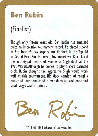1998 Ben Rubin Biography Card [WCD] - MTG Single