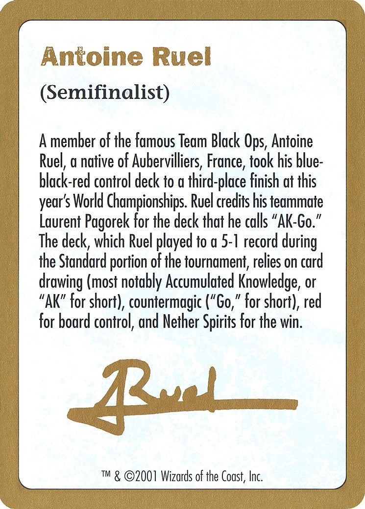 2001 Antoine Ruel Biography Card [WCD] - MTG Single