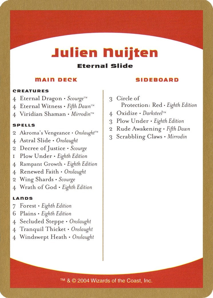 2004 Julien Nuijten Decklist Card [WCD] - MTG Single
