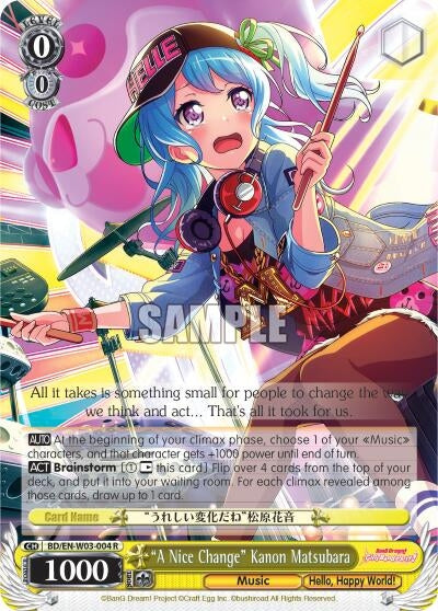 ’A Nice Change’ Kanon Matsubara (3004) [BD/EN-W03] - Weiss Schwarz Single