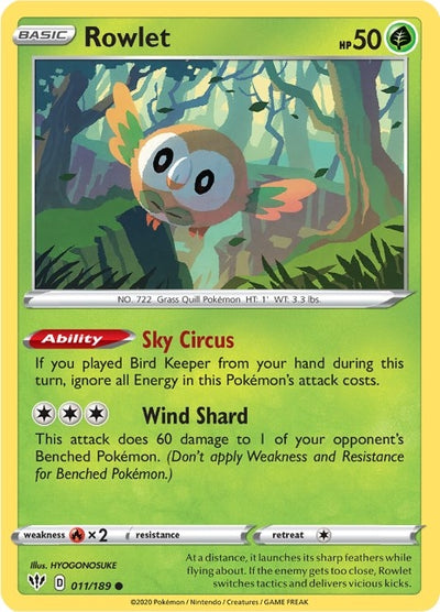 Rowlet (011/189) (SWSH03: Darkness Ablaze)
