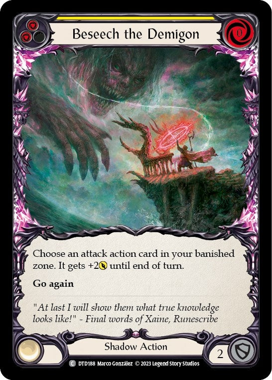 Beseech the Demigon (Yellow) (188) [DTD] - Flesh and Blood TCG Single