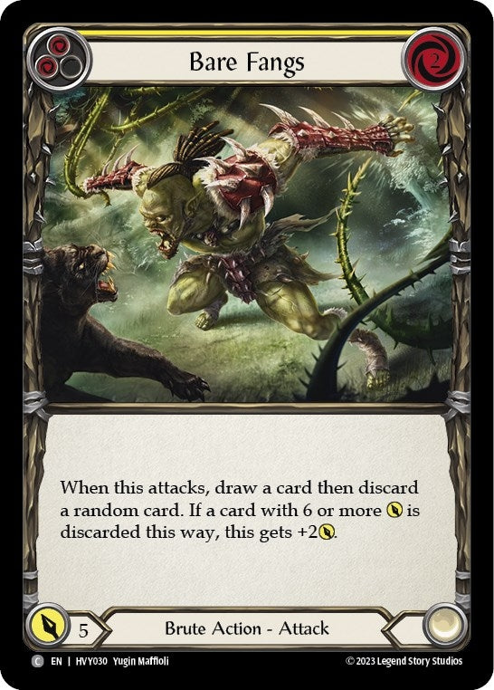 Bare Fangs (Yellow) (30) [HVY] - Flesh and Blood TCG Single