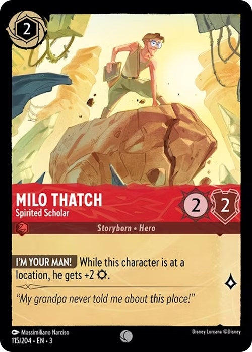 Milo Thatch - Spirited Scholar (115) (3) - Disney Lorcana Single
