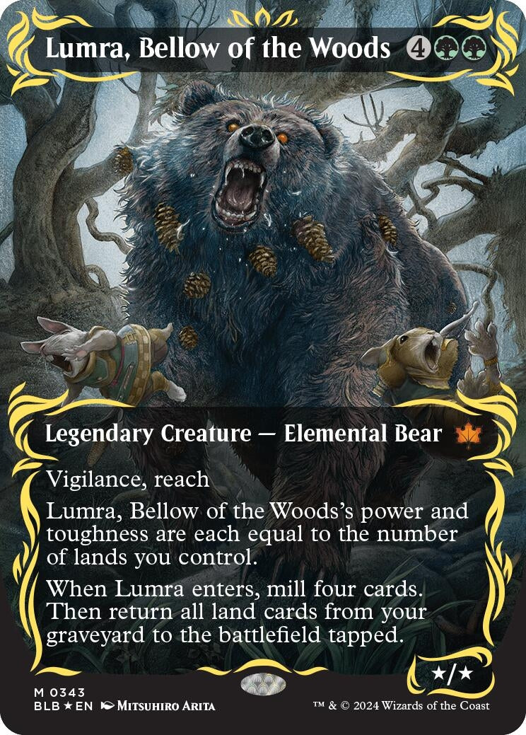 Lumra Bellow of the Woods (Borderless) (Raised Foil) (343) [BLB] - MTG Single