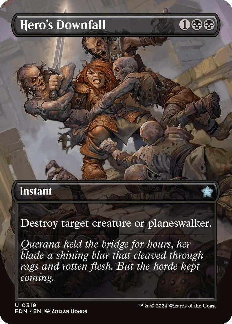 Hero’s Downfall (Borderless) (319) [FDN] - MTG Single