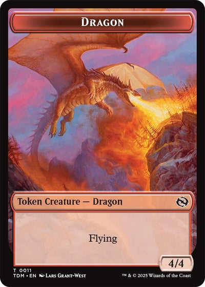 Dragon (0011) // Warrior Double-Sided Token (11 // 13) (Tarkir: Dragonstorm)