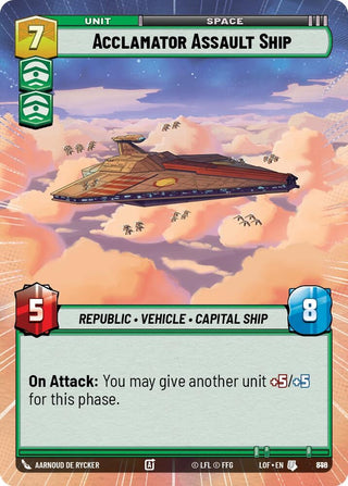 Image for Acclamator Assault Ship (Hyperspace Foil) (846) (Legends of the Force) - Star Wars: Unlimited
