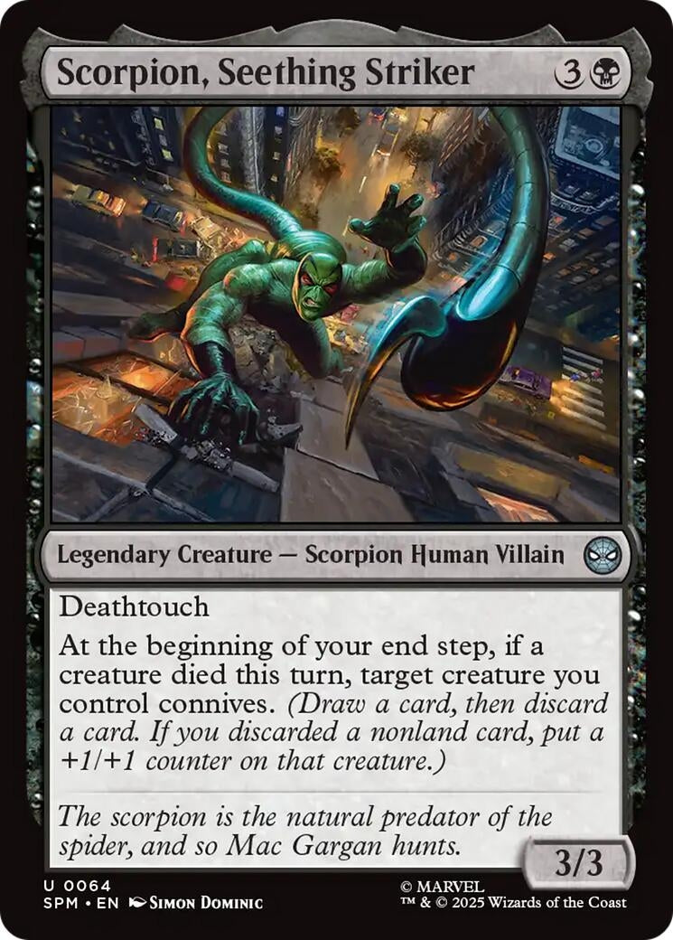 Image for Scorpion, Seething Striker (64) (Marvel's Spider-Man) - Magic: The Gathering