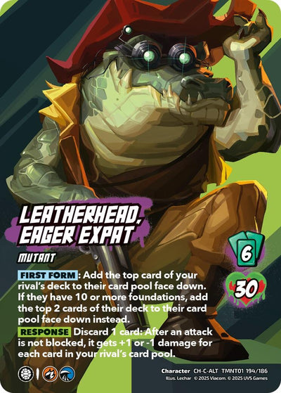 Leatherhead, Eager Expat (Alternate Art) (TMNT01 194/186) (Teenage Mutant Ninja Turtles)