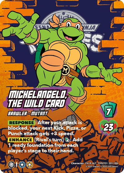 Michelangelo, the Wild Card (Alternate Art) (201) (TMNT01 201/186) (Teenage Mutant Ninja Turtles)