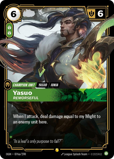 Yasuo - Remorseful (Alternate Art) (076a/298) (Origins)